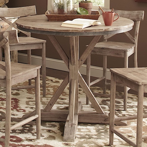 Largo Callista Rustic Casual Round Counter Height Pedestal Table Largo Callista Rustic Casual Round Counter Height Pedestal Table