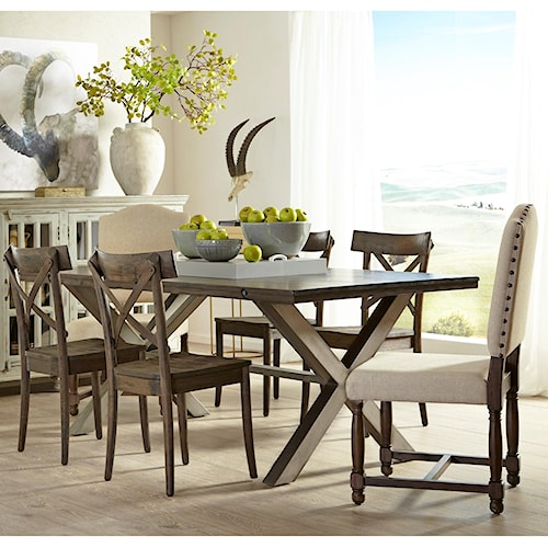 Largo Lance 7 Piece Dining Set With Trestle Table And