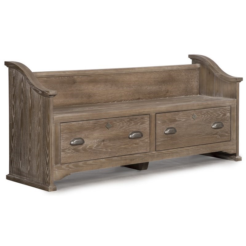 Laurel Mercantile Co Lmco Home Relaxed Vintage 2 Drawer Storage Bench Furniture Barn Bench
