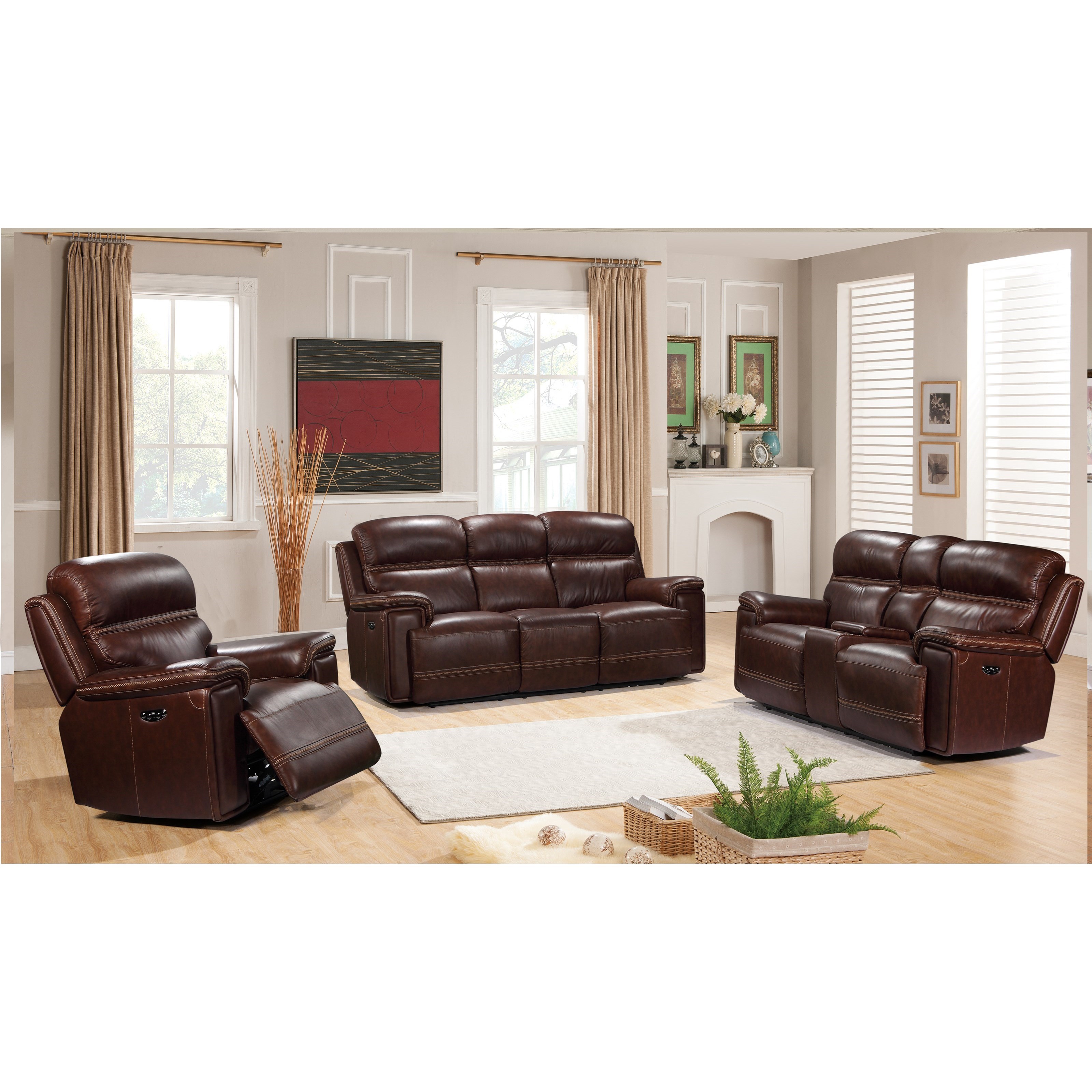 Leather Italia Usa Fresno Power Leather Reclining Sofa With Power