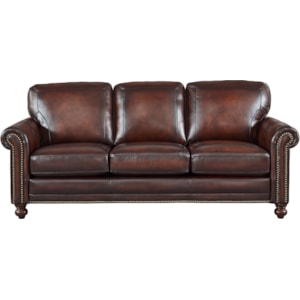 Leather Italia Usa Hampton Traditional Leather Sofa With Nailhead