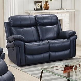 navy blue leather reclining sofa