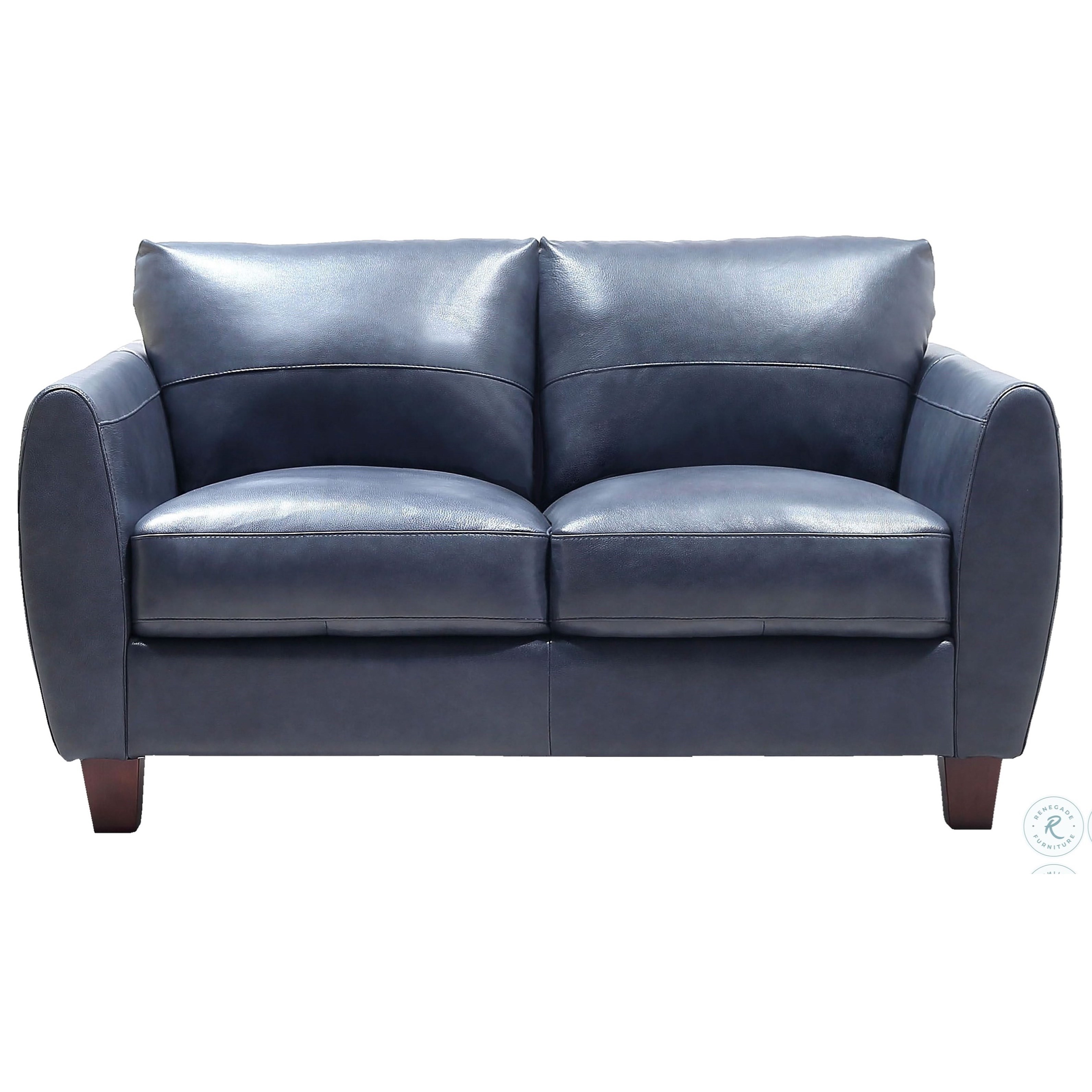 Leather Italia Usa Traverse Contemporary Leather Loveseat A1