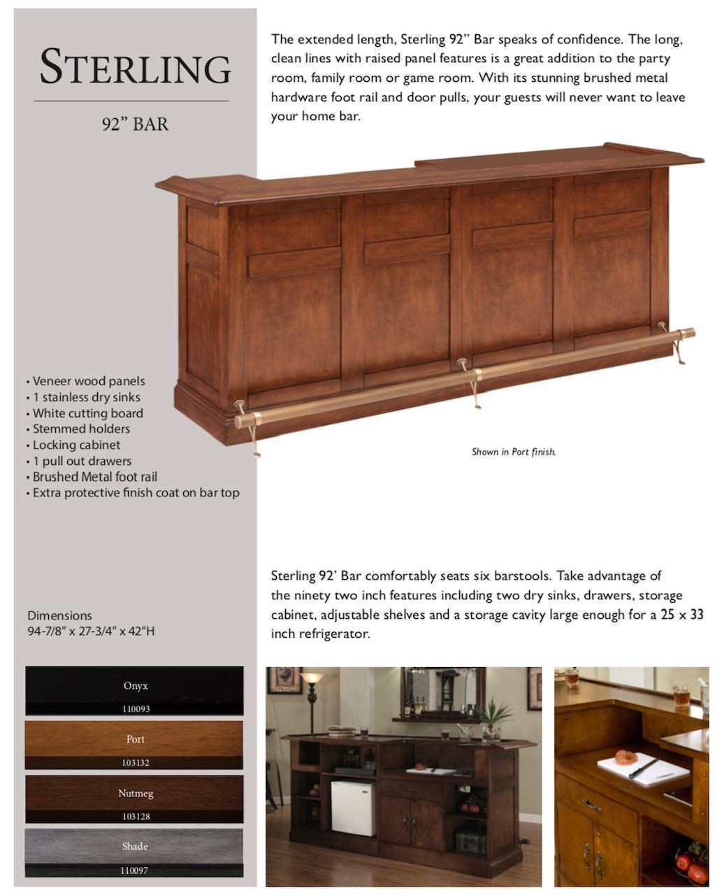 Legacy Billiards Game Room Accessories Sterling 92 Sterling 92in Bar Northeast Factory Direct Bars