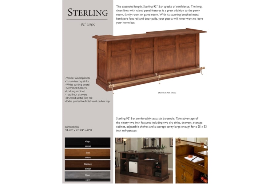 Legacy Billiards Game Room Accessories Sterling 92 Sterling 92in Bar Northeast Factory Direct Bars