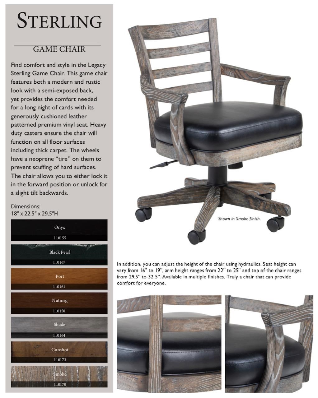 Game Room Accessories Sterling Game Chair By Legacy Billiards At Northeast Factory Direct