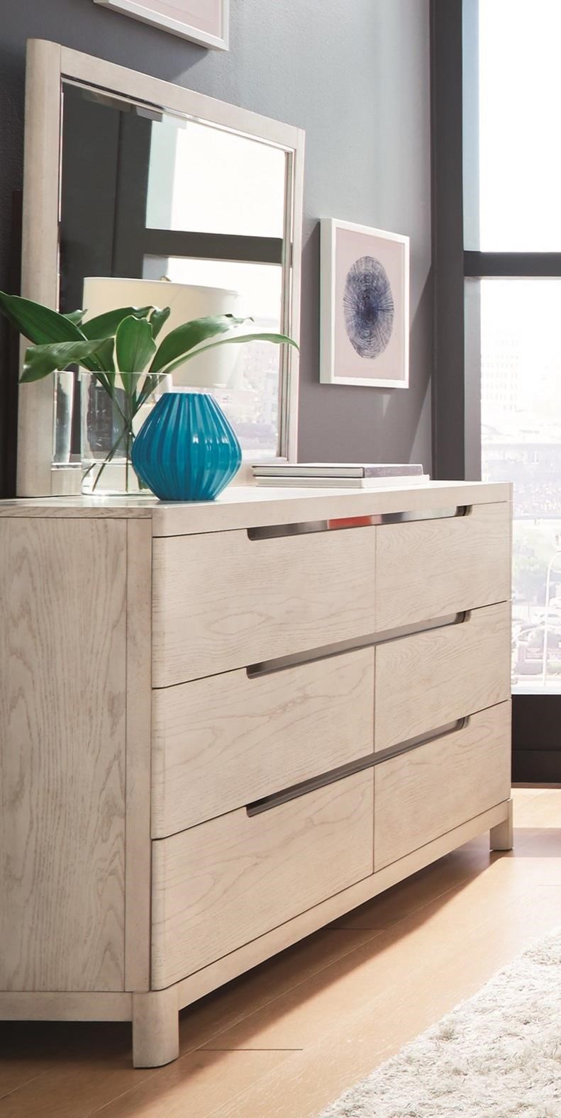 Legacy Classic 11 West Contemporary 6 Drawer Dresser And Mirror Combination With 2 Felt Lined Top Drawers Wayside Furniture Dresser Mirror Sets