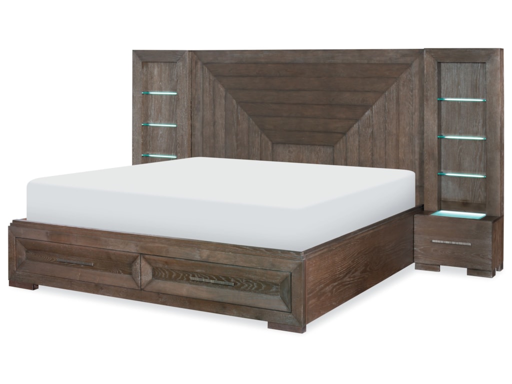 Legacy Classic FacetsQueen Wall Panel Bed w/ Storage Footboard