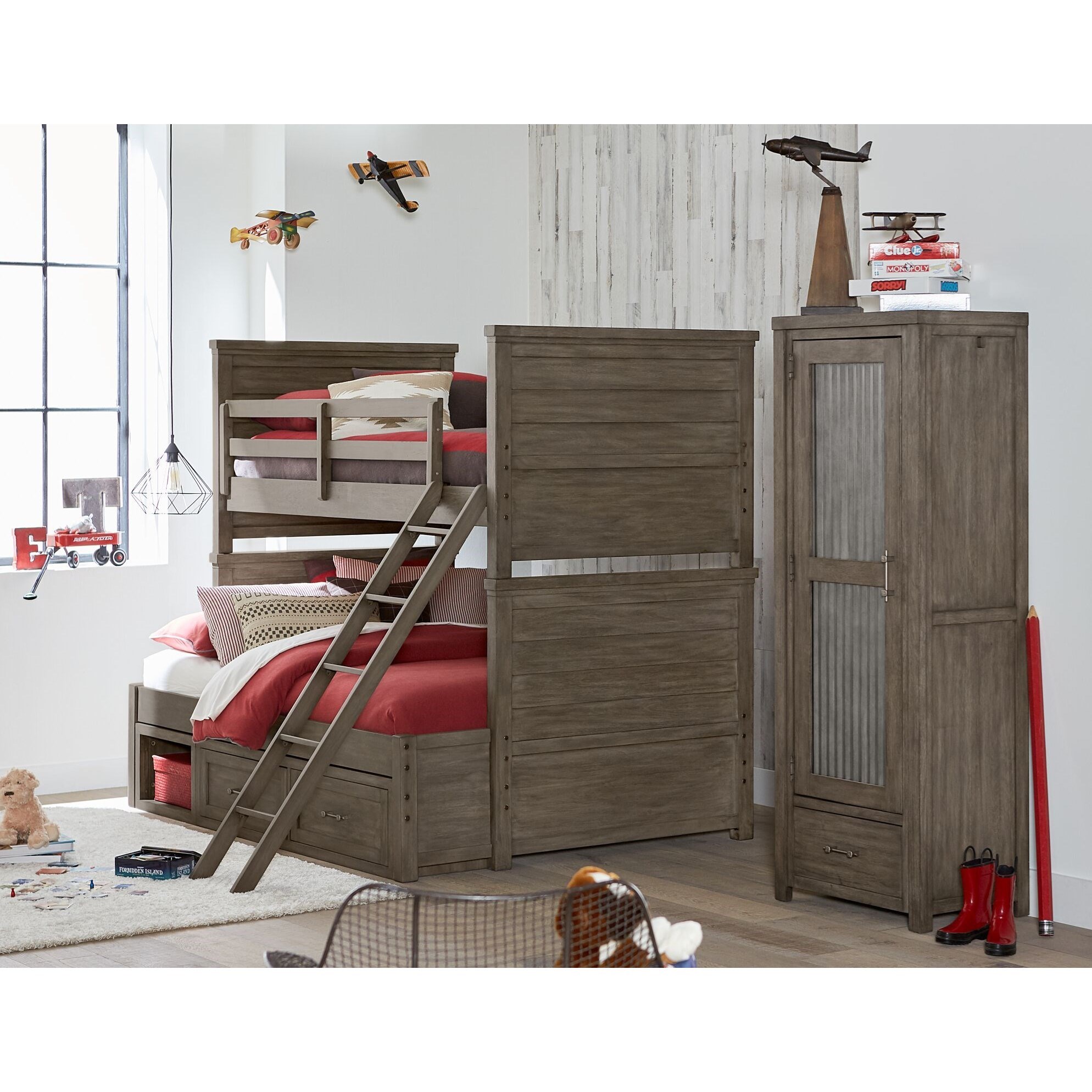 twin over full bunk bed with dresser