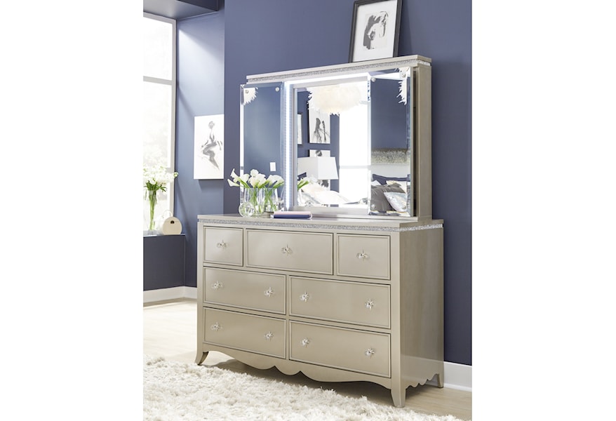 Legacy Classic Kids Glitz And Glam Dresser And Mirror With Led