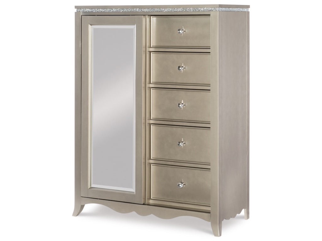 Legacy Clic Kids Glitz And Glam 5 Drawer Chest With Sliding Legacy Clic Kids Glitz And Glam5 Drawer Chest With Sliding Mirror Door