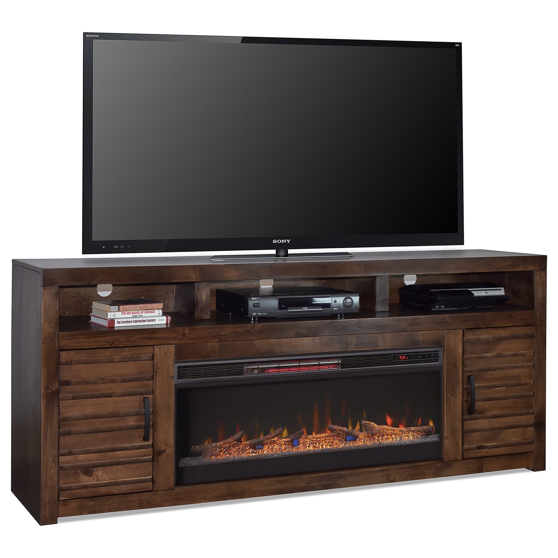 78" TV Console with Storage and Fireplace Insert
