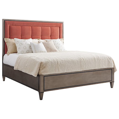 lexington ariana st. tropez queen size upholstered panel bed in