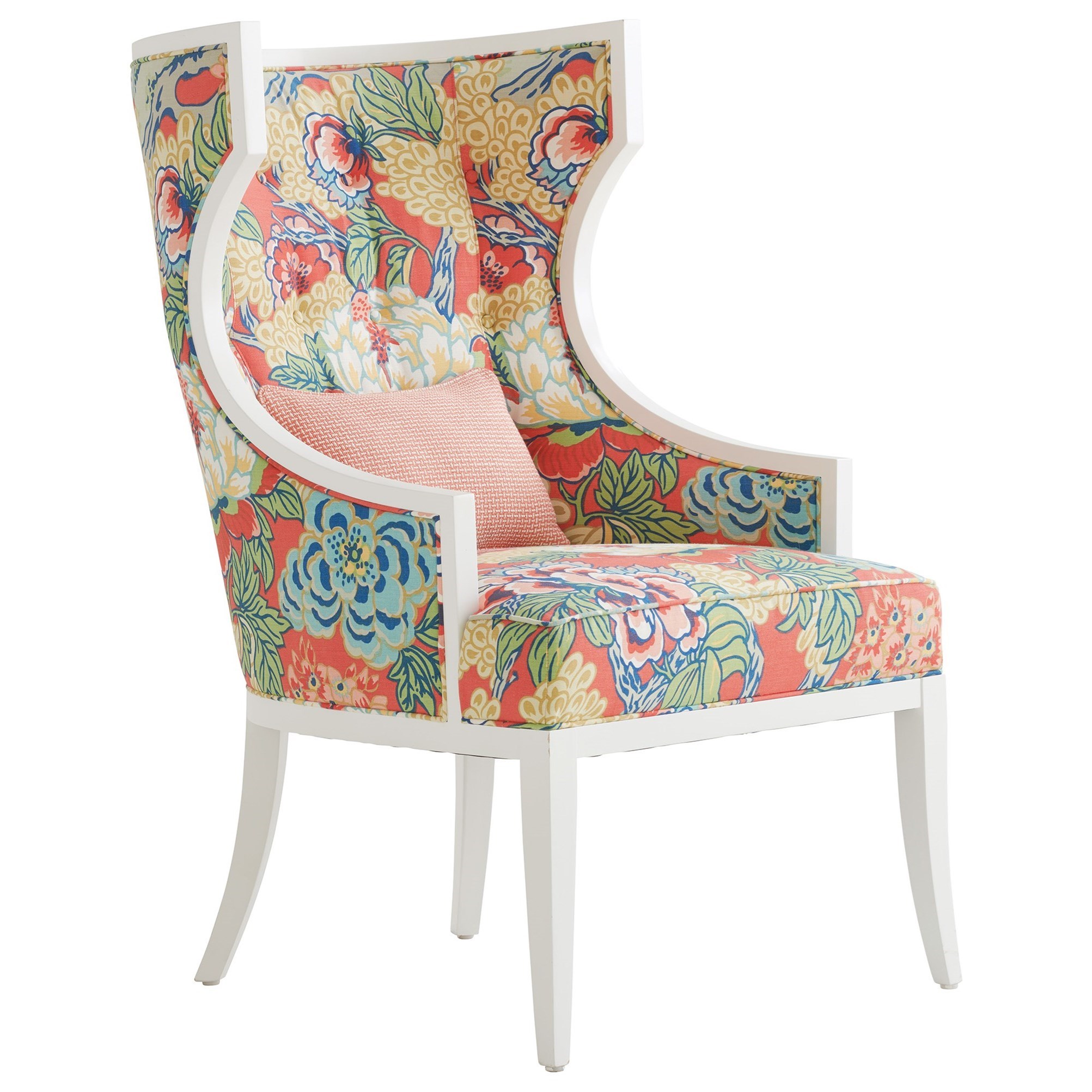 Lexington Avondale Dover Wing Chair In Transitional Floral Fabric Howell Furniture Upholstered Chairs