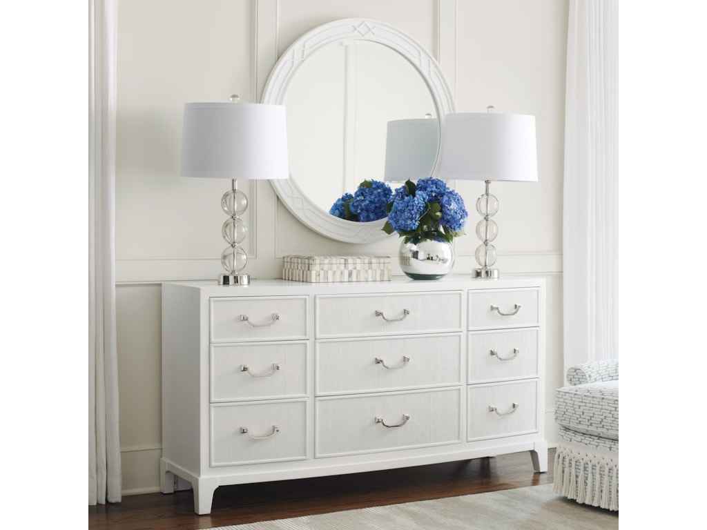 Lexington Avondale Silver Lake Triple Dresser Round Mirror Set