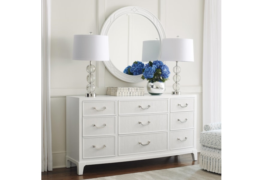 Lexington Avondale Silver Lake Triple Dresser Round Mirror Set