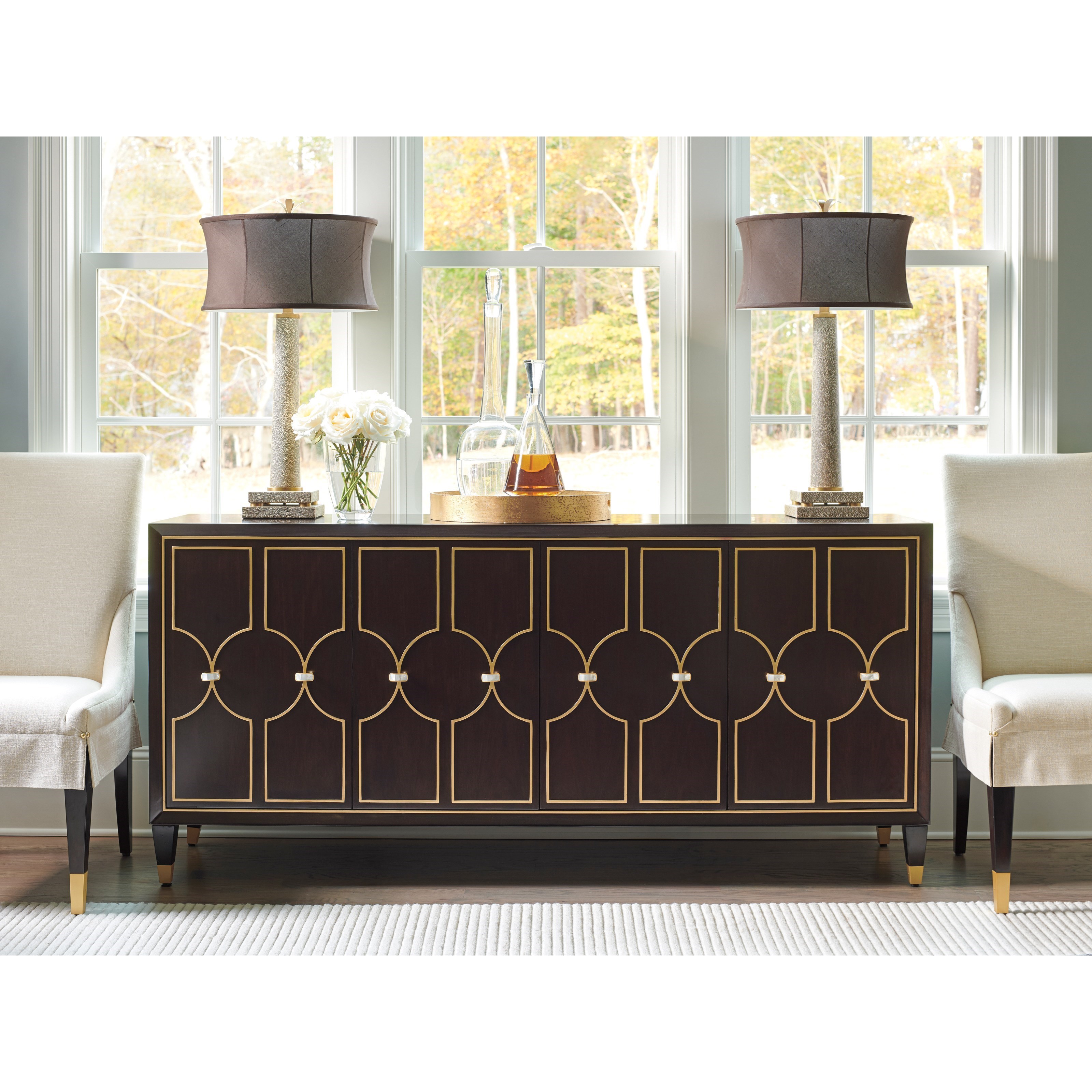 Lexington Carlyle Park Avenue 4 Door Buffet With Mother Of Pearl Hardware Howell Furniture Buffets