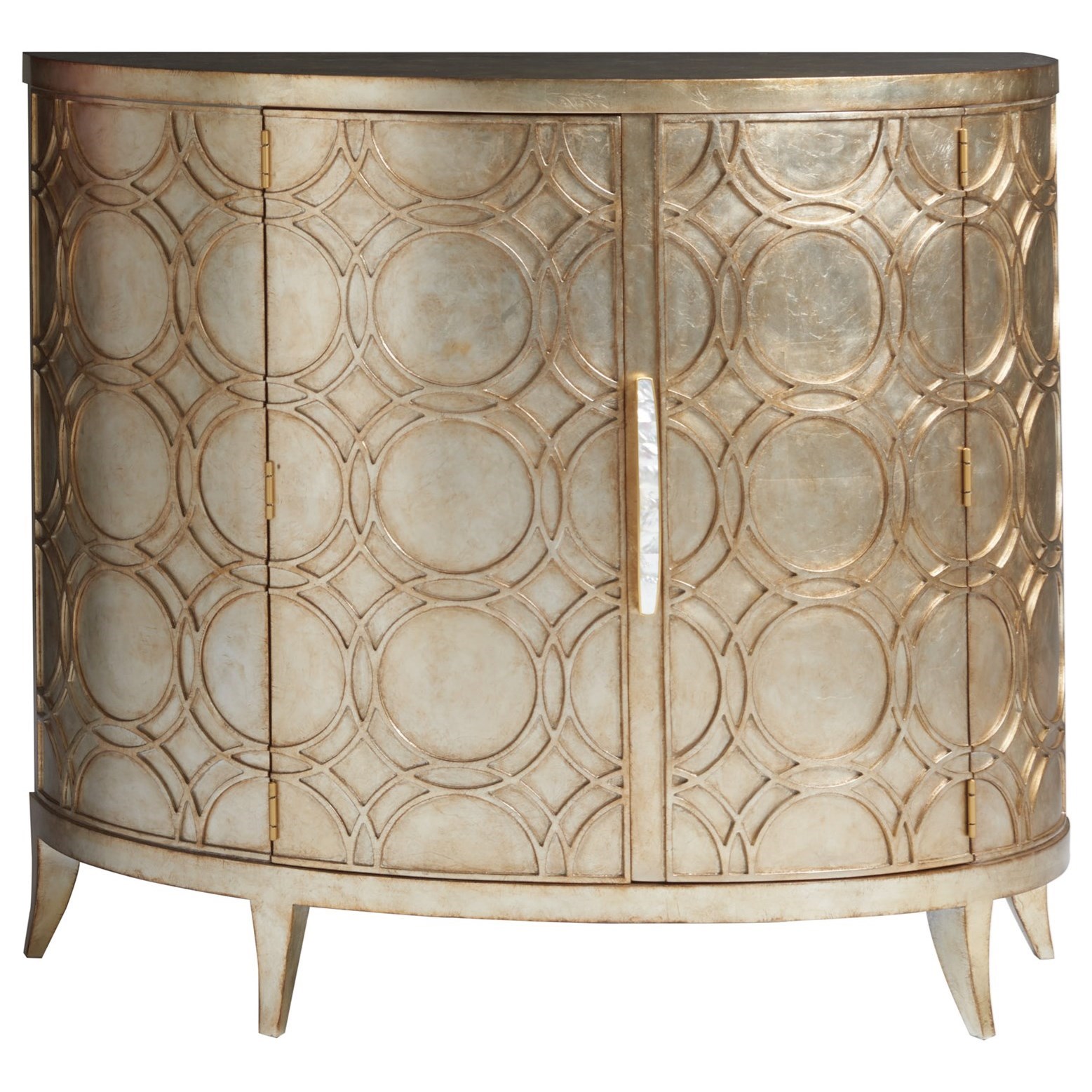 Lexington Carlyle Delacorte Demilune Hall Chest In Silver Leaf