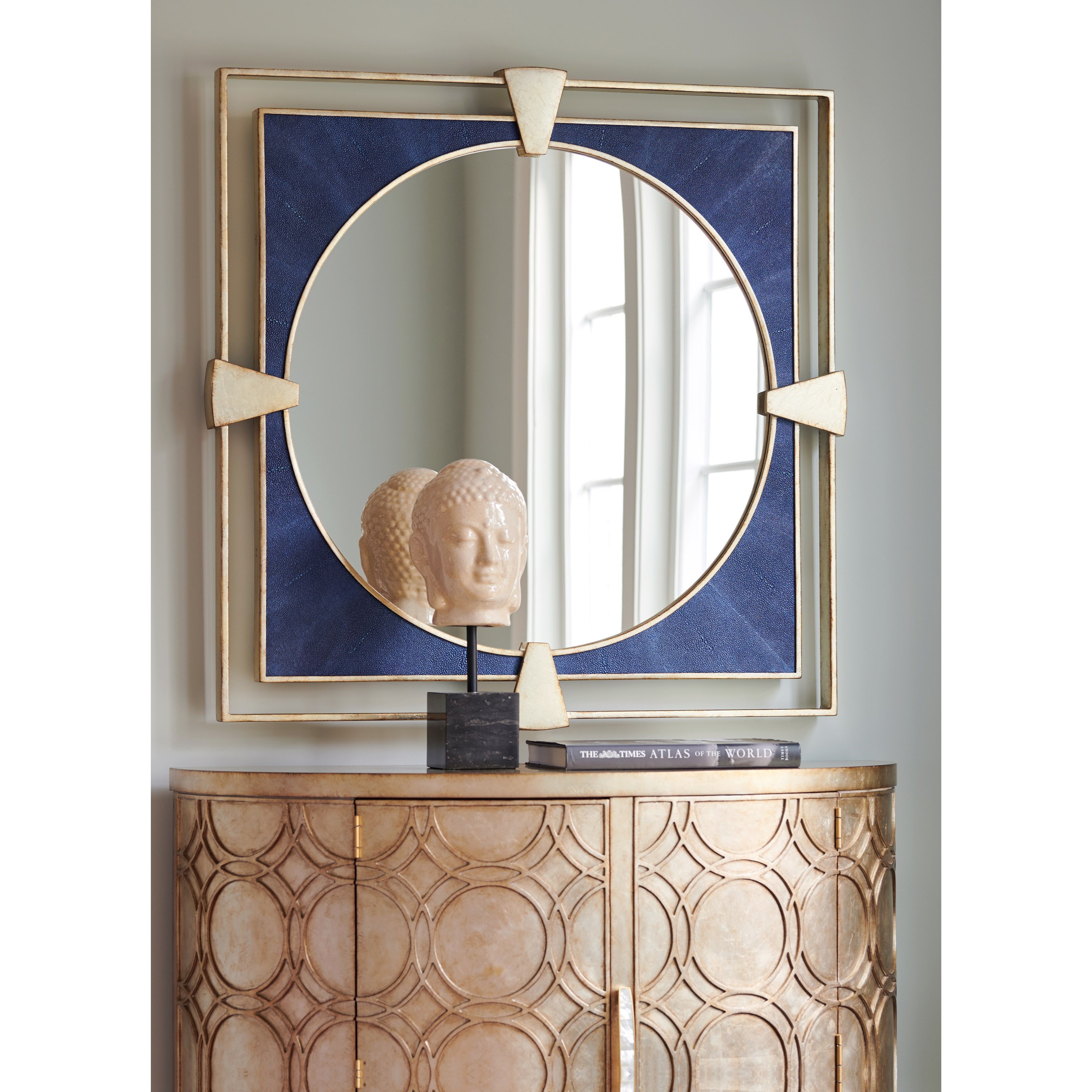 Lexington Carlyle Adour Square Wall Mirror With Faux Shagreen