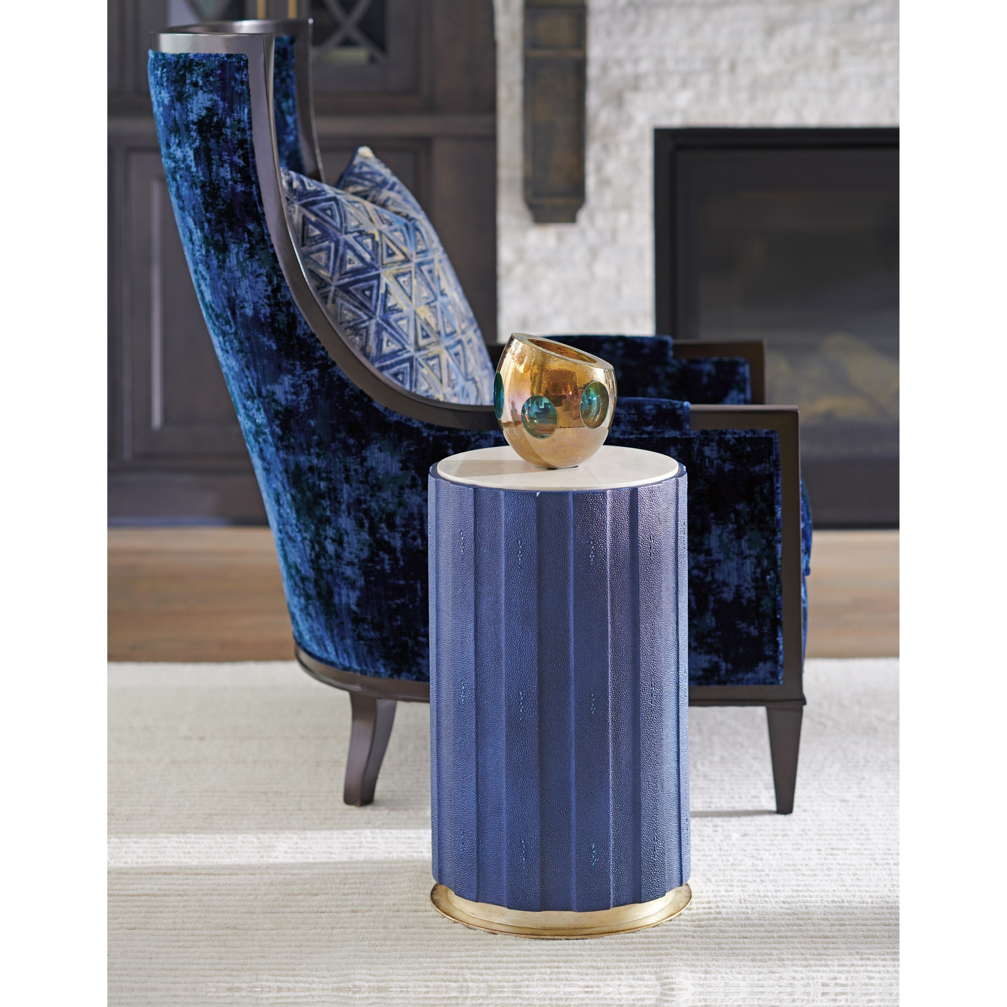 Lexington Carlyle 738 950 Chelsea Cobalt Shagreen Accent Table