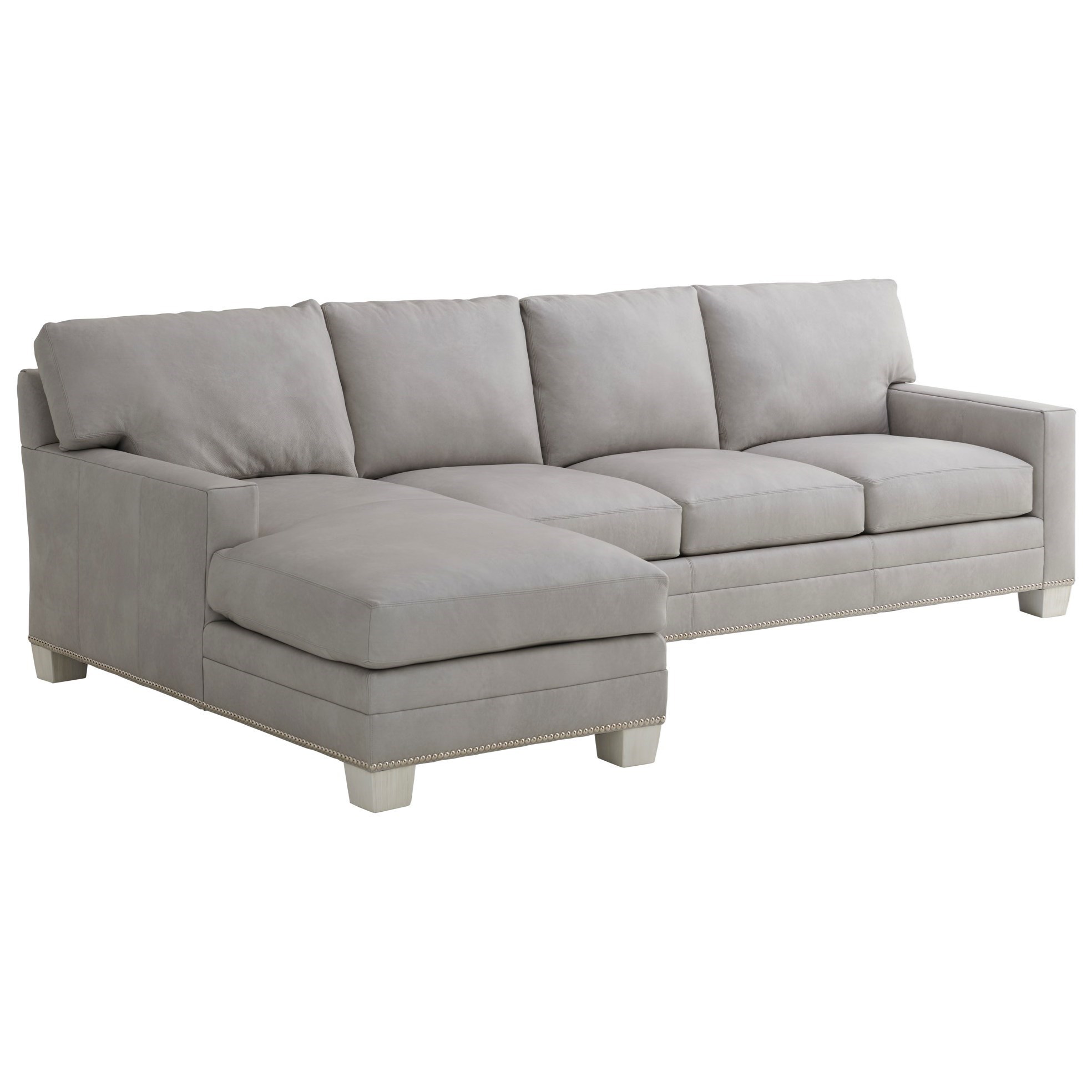 Lexington Couture Leather Braxton Customizable 4 Seat Chaise Sofa 9 Inch Track Arms Large Tapered Wood Legs Nailheads Jacksonville Furniture Mart Sectional Sofas