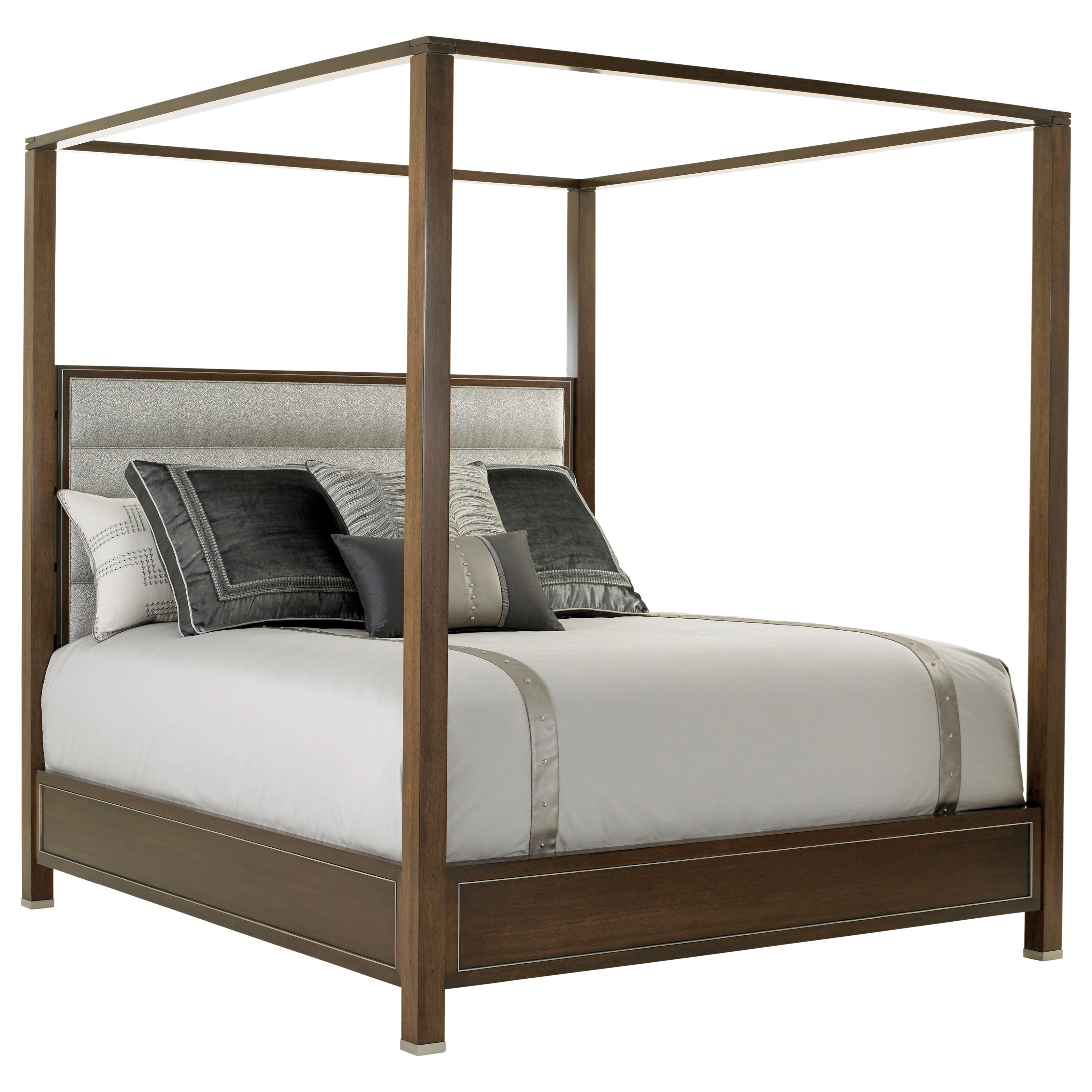 Lexington Macarthur Park Terranea King Poster Bed With Customizable Fabric Headboard Belfort Furniture Poster Beds