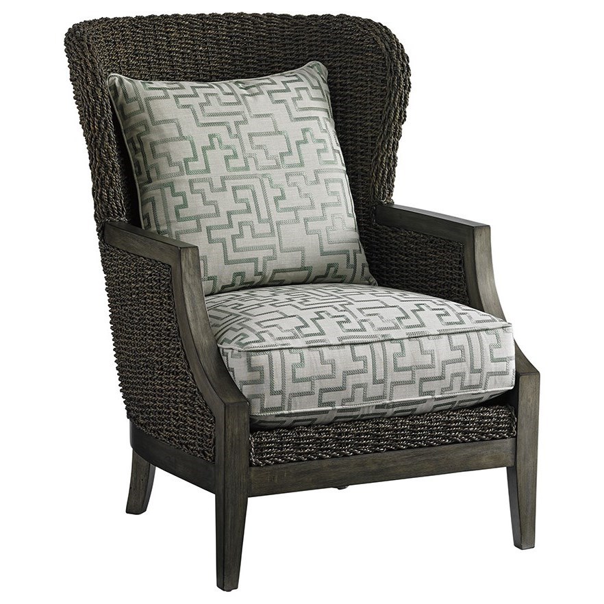 Lexington Oyster Bay Seaford Wing Chair With Woven Water Hyacinth Frame Belfort Furniture Exposed Wood Chairs