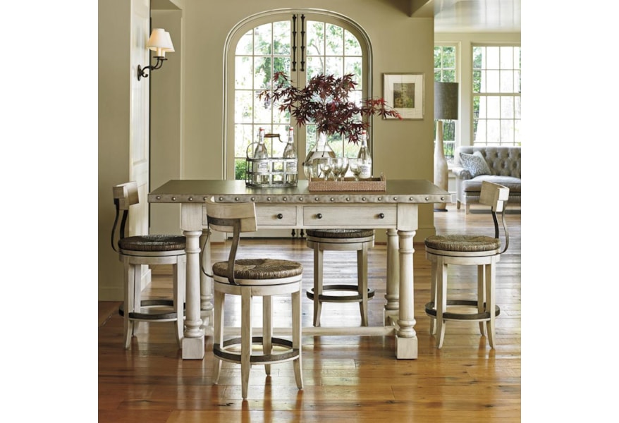 Lexington Oyster Bay Hidden Lake Bistro Table And Merrick Swivel Counter Stool Set Stuckey Furniture Pub Table And Stool Sets