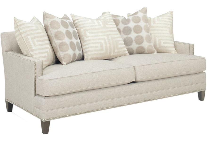 Lexington Personal Design Series 6301 33 Tanner Customizable Sofa 2 Cushions 3 Inch Track Arm Scatterback Pillows Tall Tapered Legs Nailheads Baer S Furniture Sofas