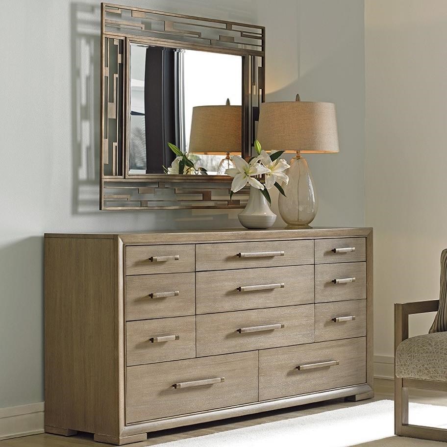 Lexington Shadow Play Soiree Eleven Drawer Dresser And Studio Metal Mirror Set Baer S Furniture Dresser Mirror Sets