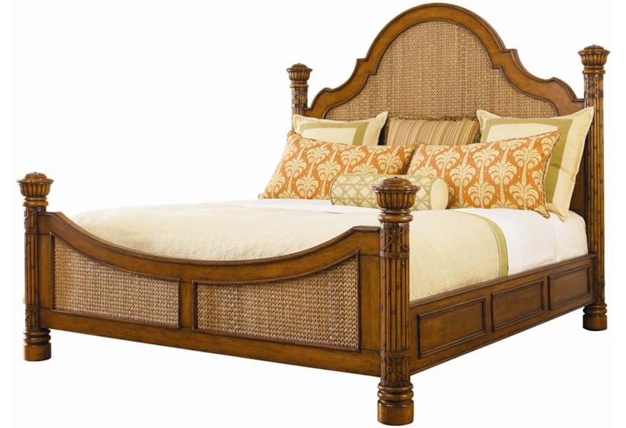 Tommy Bahama Home Island Estate 353473968 King Size Round Hill Bed With Woven Panel Inserts Baer S Furniture Panel Beds