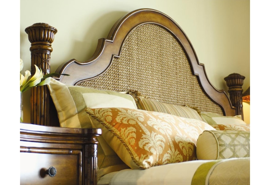 Tommy Bahama Home Island Estate 353473968 King Size Round Hill Bed With Woven Panel Inserts Baer S Furniture Panel Beds