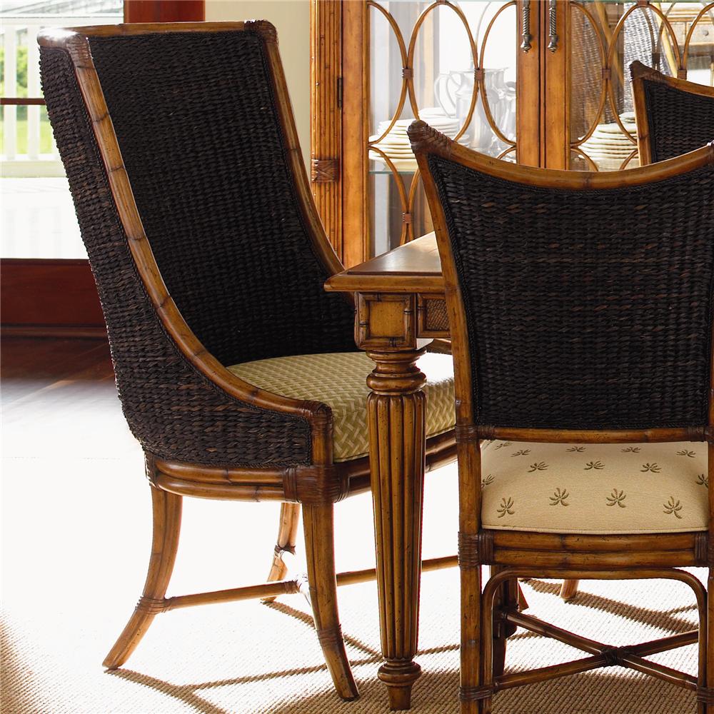 Tommy Bahama Home Island Estate 531 885 B Customizable B Cruz Bay Host Chair With Woven Abaca Baer S Furniture Dining Side Chairs