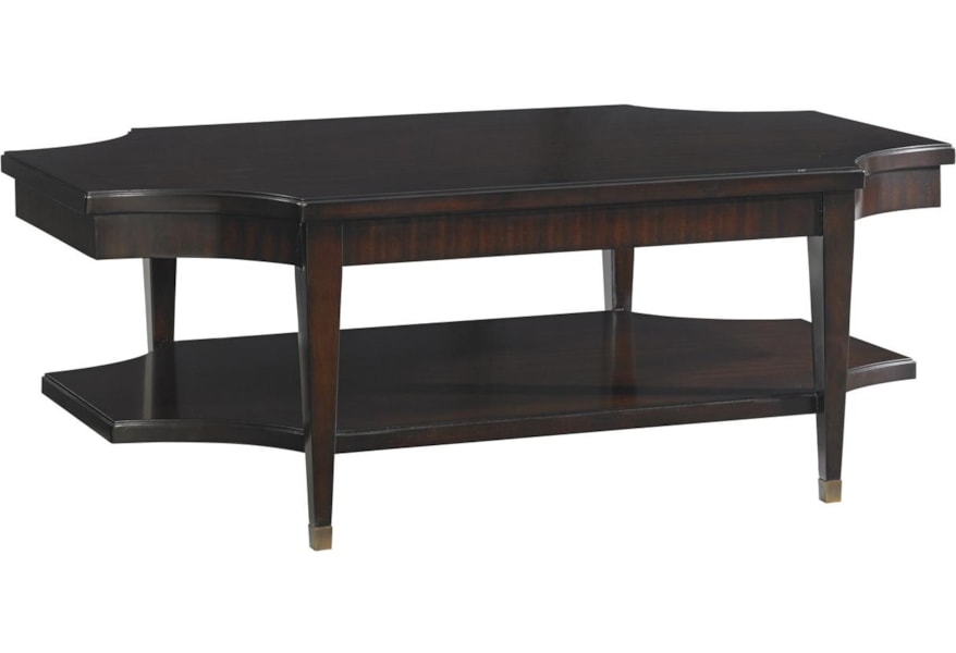 Lexington Kensington Place Transitional Richmond Rectangular Cocktail Table With Burnished Brass Ferrules Belfort Furniture Cocktail Coffee Tables