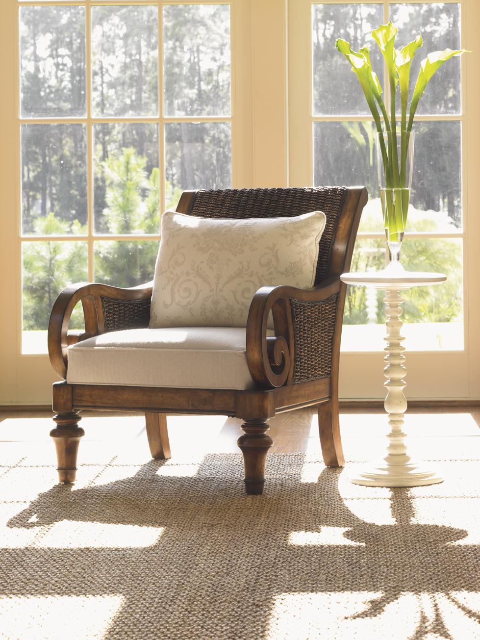 Lexington Lexington Upholstery Marin Chair Loose Back Water Hyacanith Chair Howell Furniture Exposed Wood Chairs
