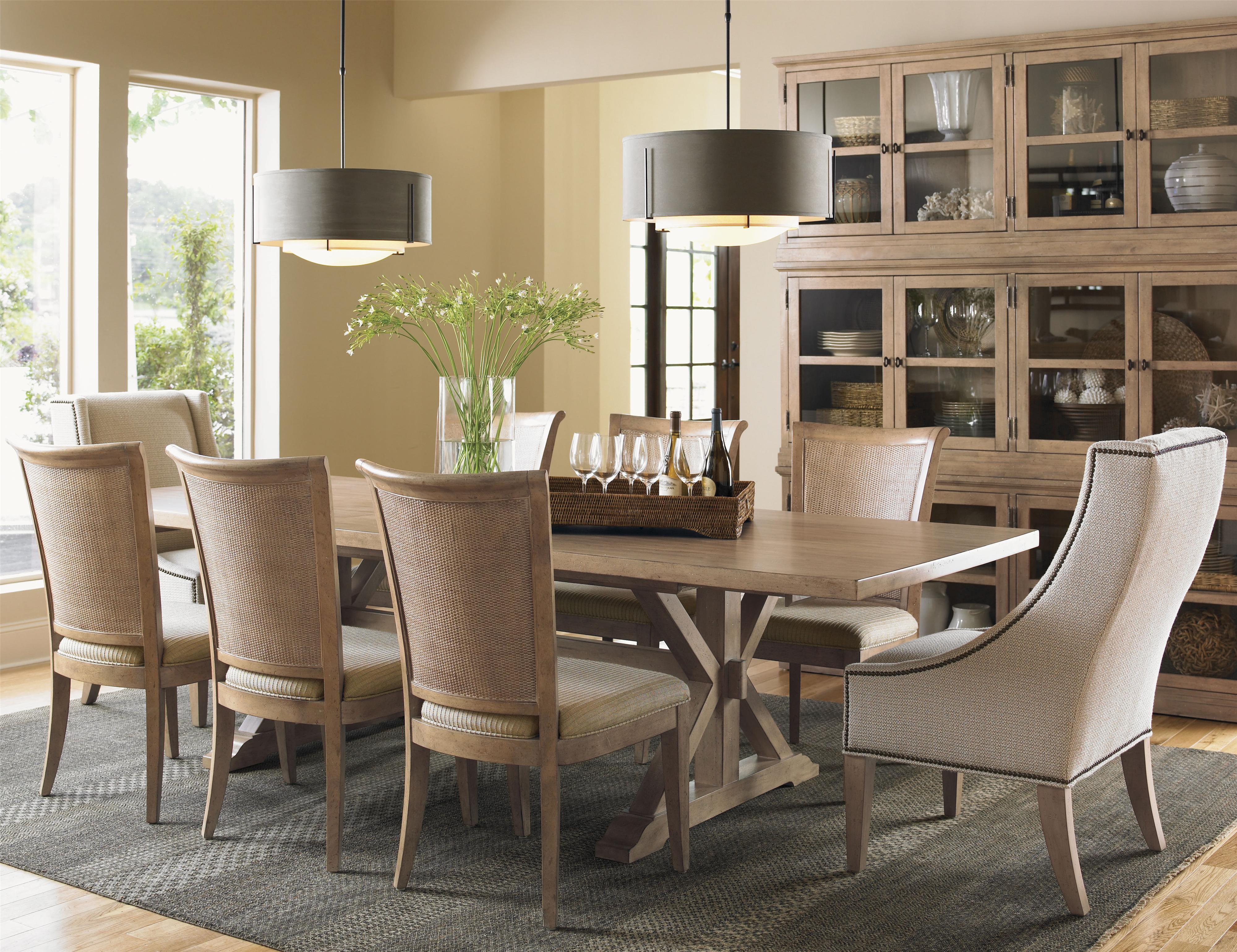 Lexington Monterey Sands Seven Piece Walnut Creek Dining Table With Stonepine Chair And Los Altos Side Chair Set Belfort Furniture Dining 7 Or More Piece Sets