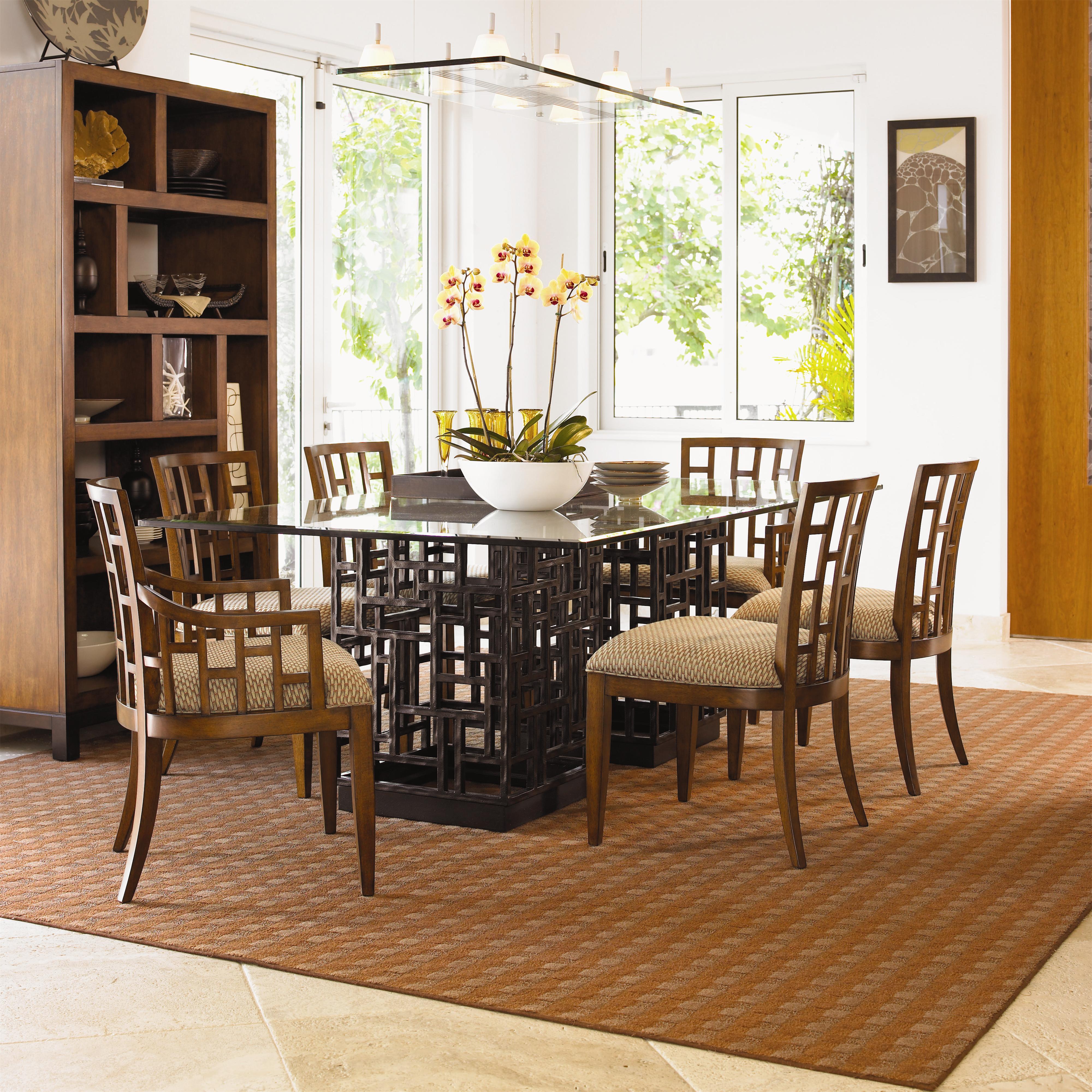 tommy bahama glass top dining table