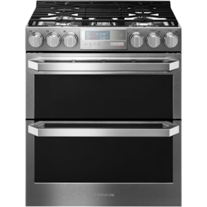 Lg Appliances Lutg4519sn Lg Signature 6 9 Cu Ft Gas Double Oven Slide In Range With Probake Convection Furniture And Appliancemart Ranges Gas Slide In