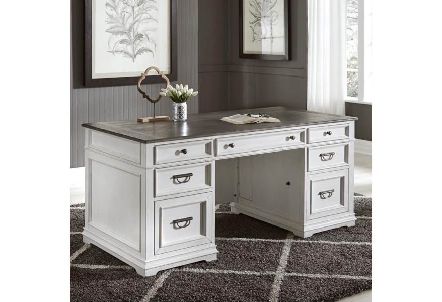 Liberty Furniture Allyson Park Transitional Two Toned Executive Desk Darvin Furniture Double Pedestal Desks Liberty Furniture Allyson Park Transitional Two Toned Executive Desk Darvin Furniture Double Pedestal Desks