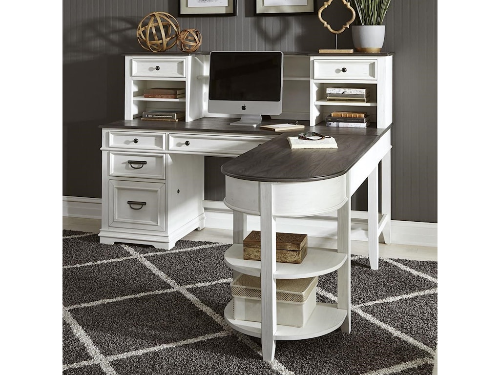 Liberty Furniture Allyson Park Transitional L Shaped Desk with 