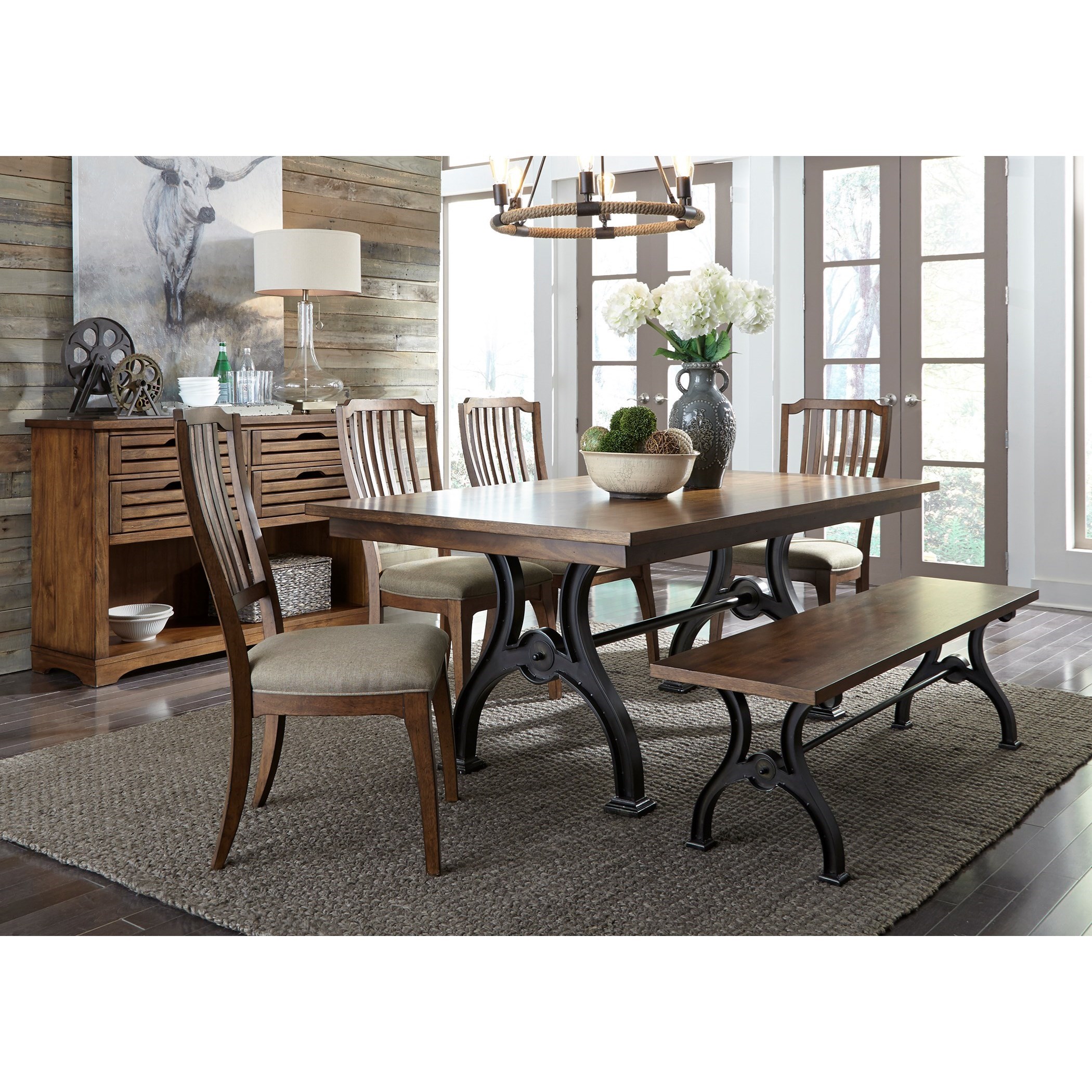 Liberty Furniture Arlington 6 Piece Trestle Table Set With Bench
