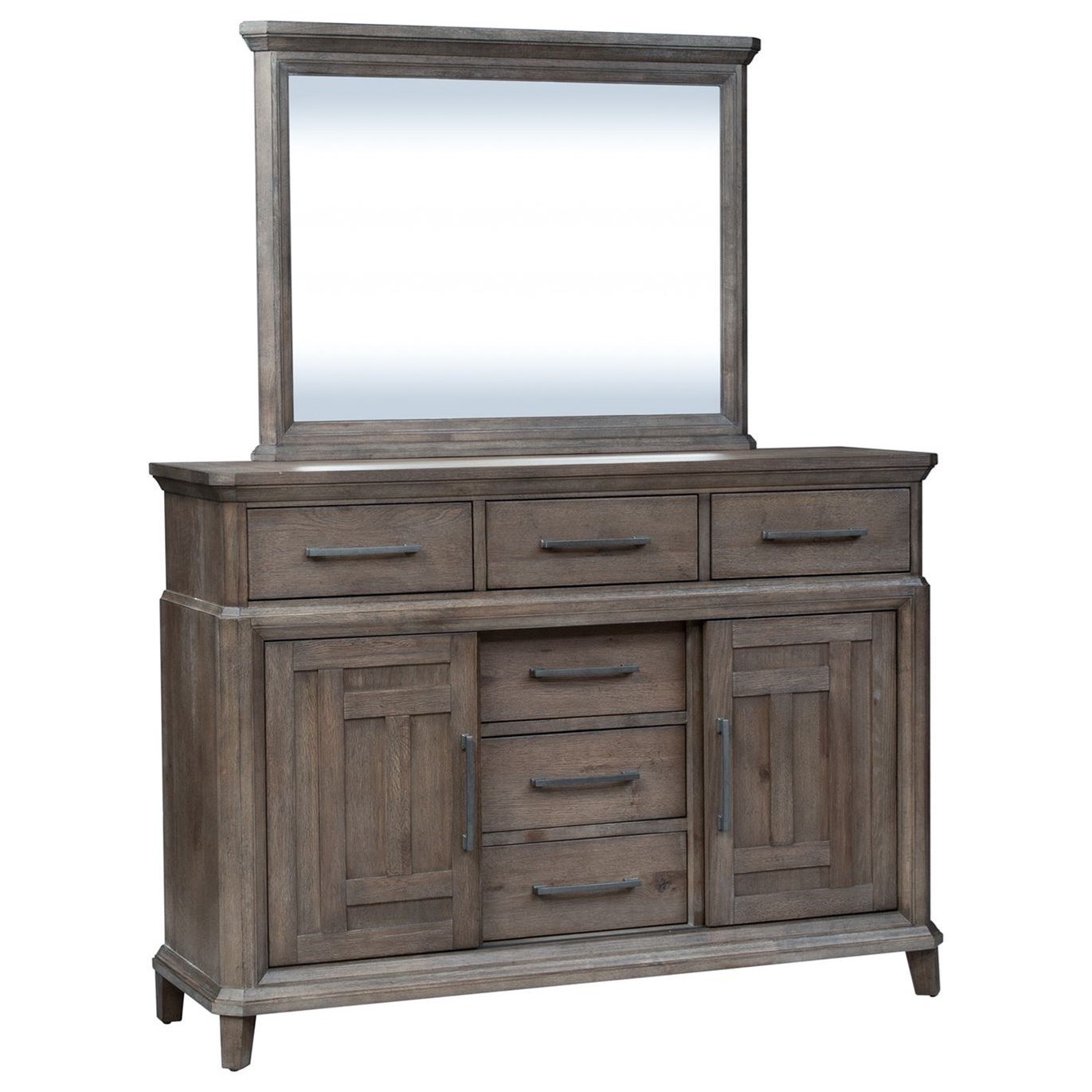 Libby Artisan Prairie 6 Drawer 2 Door Dresser With Mirror Walker S Furniture Dresser Mirror Sets