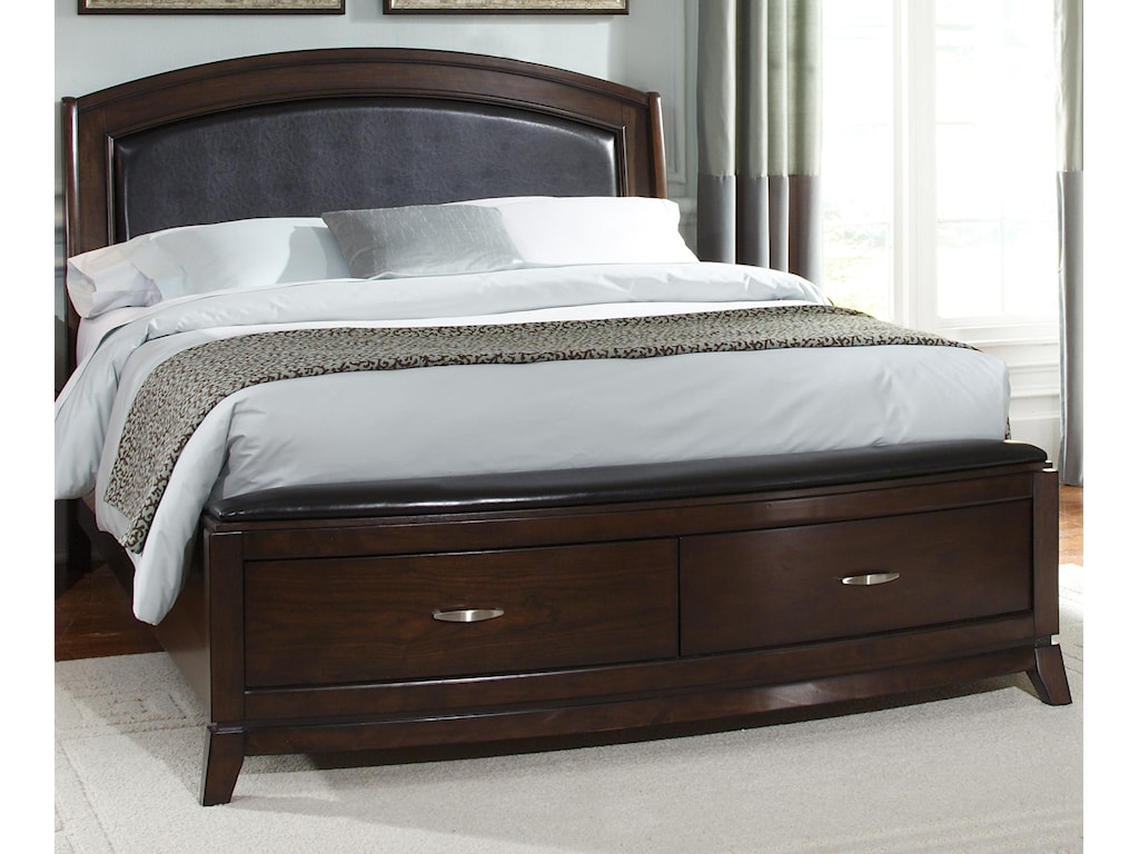 Liberty Furniture Avalon Queen Platform Leather Bed with Storage 
