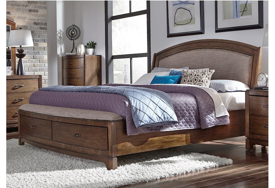 Liberty Furniture Avalon Iii King Stoarge Bed With Upholstered Headboard Zak S Home Platform Beds Low Profile Beds