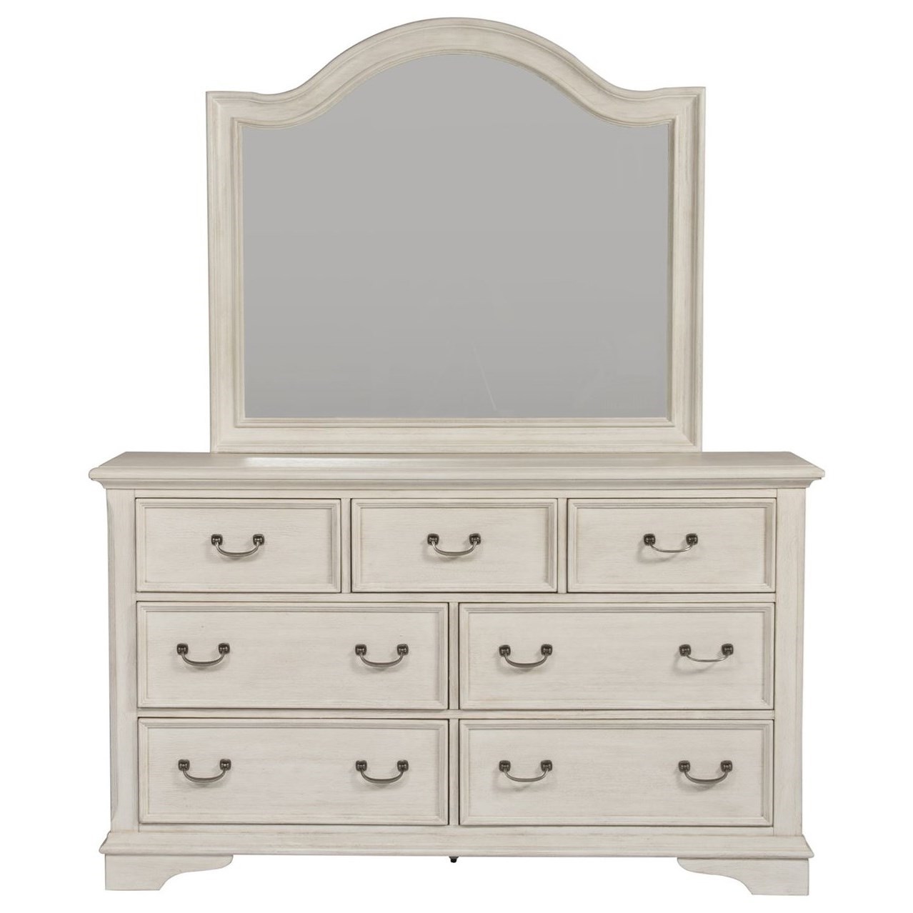 Liberty Furniture Bayside Bedroom 249 Br Dm Transitional Dresser With Dust Proof Drawers Mirror Corner Furniture Dresser Mirror Sets