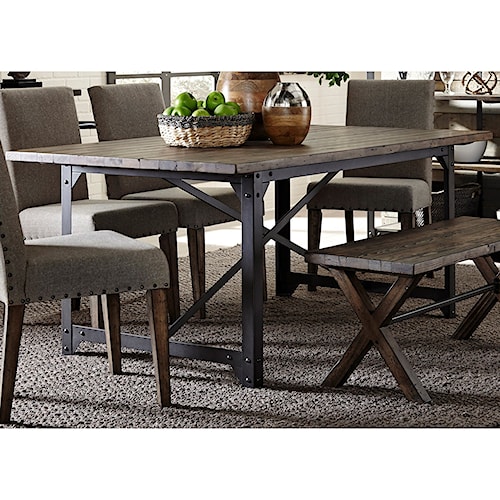 Liberty Furniture Caldwell Industrial Trestle Dining Table With Reclaimed Pine Tabletop Liberty Furniture Caldwell Industrial Trestle Dining Table With Reclaimed Pine Tabletop
