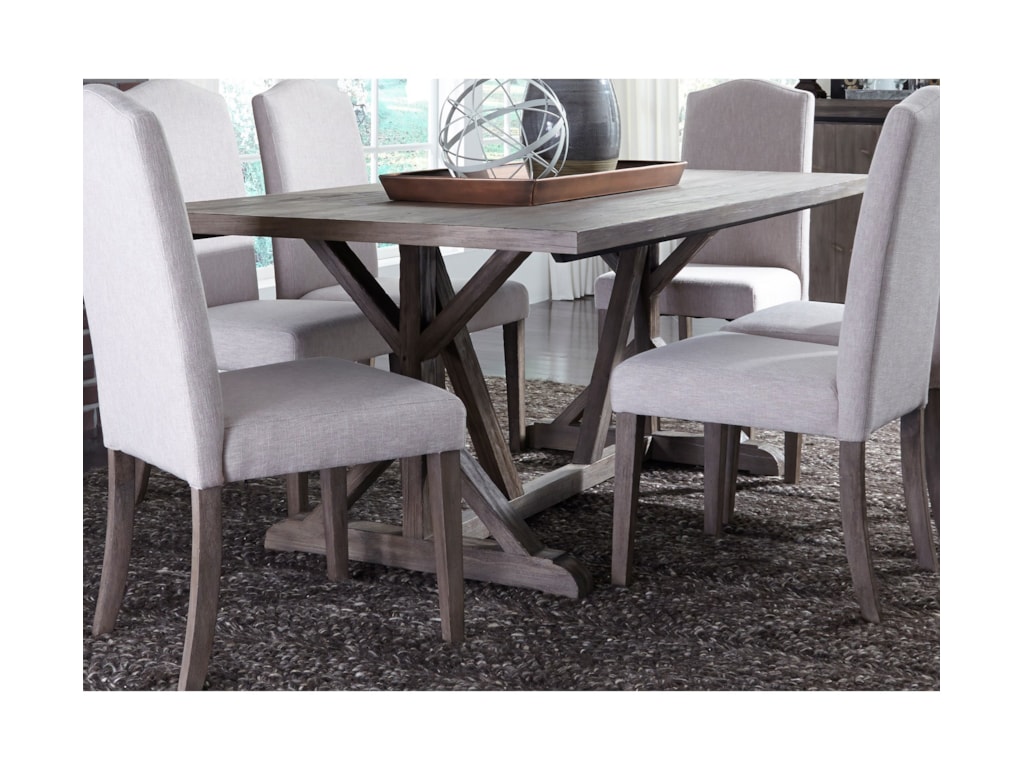 Carolina Lakes Trestle Table With Weathered Gray Finish By Liberty Furniture At John V Schultz