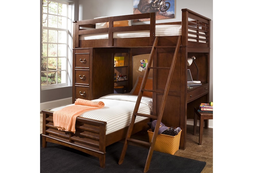 Charlton Lane Twin Loft Bed Unit With Built In Desk And Chest