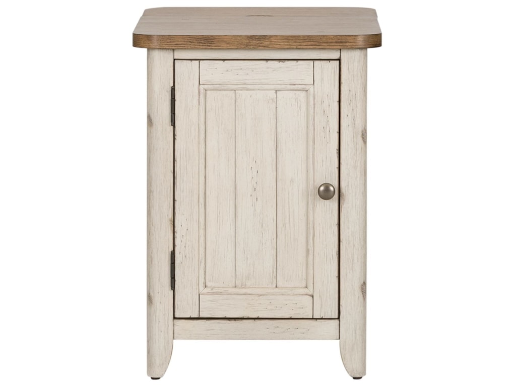 Farmhouse Reimagined Relaxed Vintage Door Chair Side Table With Built In Charging Station By Liberty Furniture At Royal Furniture