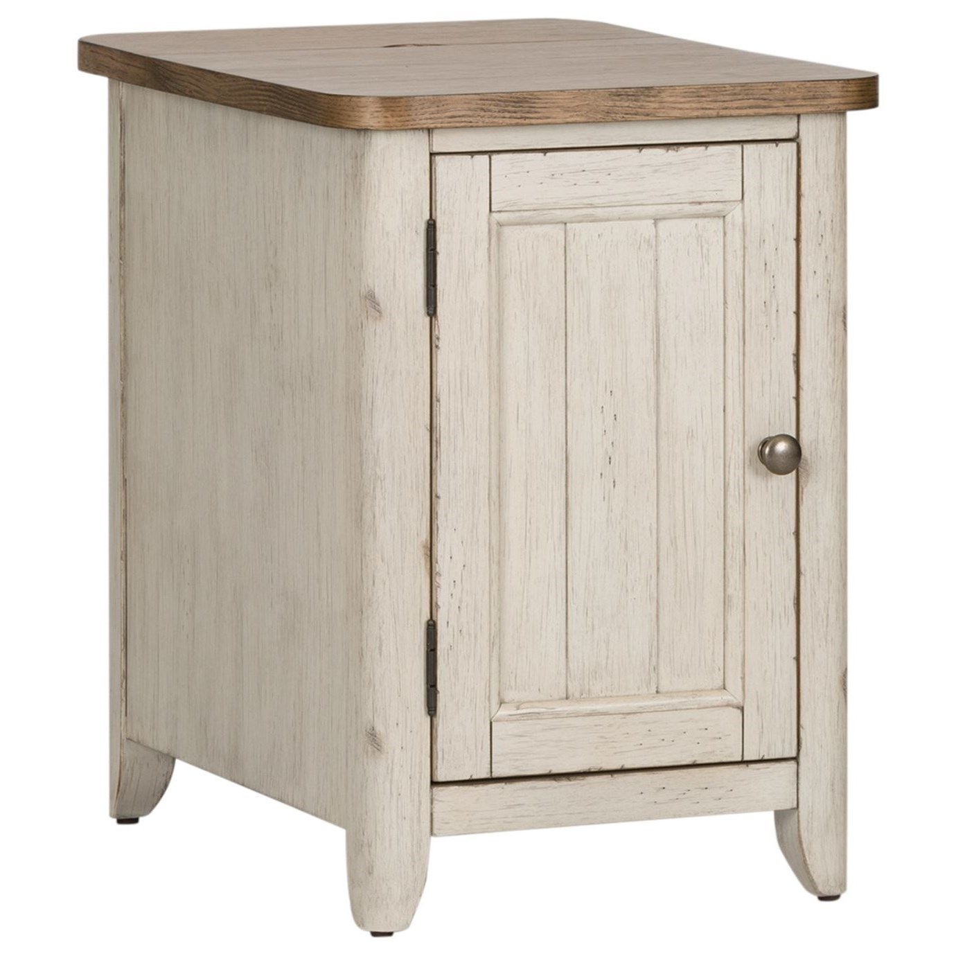 Farmhouse Reimagined Relaxed Vintage Door Chair Side Table With Built In Charging Station By Liberty Furniture At Zak S Home